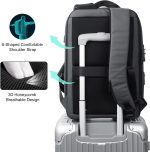 FENRUIEN Anti Theft Laptop Backpack for Men, Expandable Waterproof Hardshell Backpack with USB Port, Black Business Travel Computer Bag 15.6 Inch - Image 5